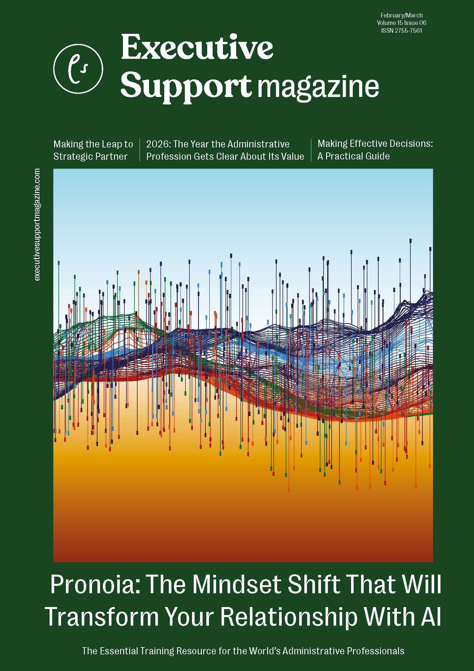 Executive Support Magazine February/March 2026 Cover Story featuring PRONOIA