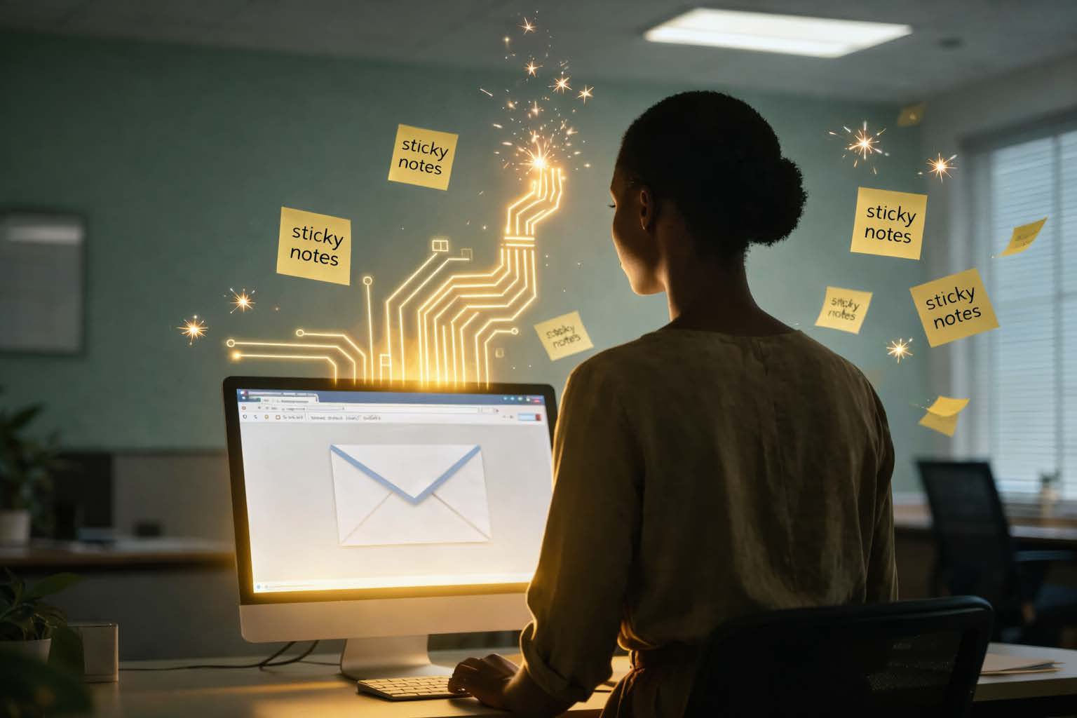 Mid-career woman at computer representing digital transformation