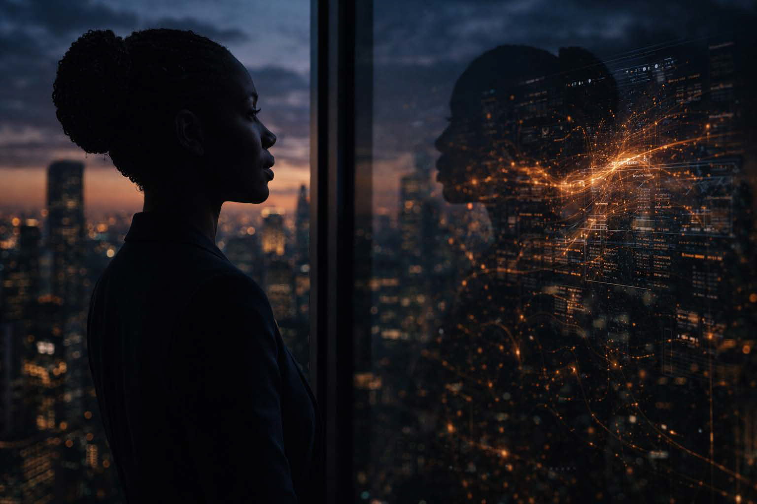 A professional woman whose accumulated judgment shapes how she works with AI